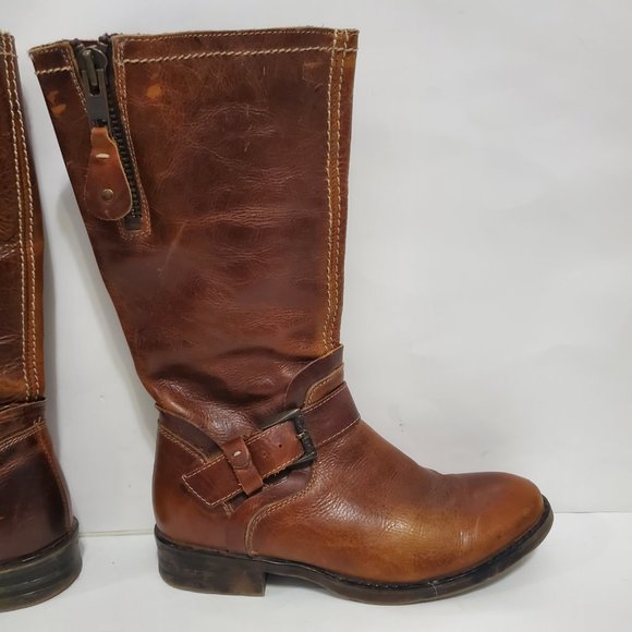 Bed Stu Token Motorcycle boot tan leather zip up buckle - Picture 9 of 11